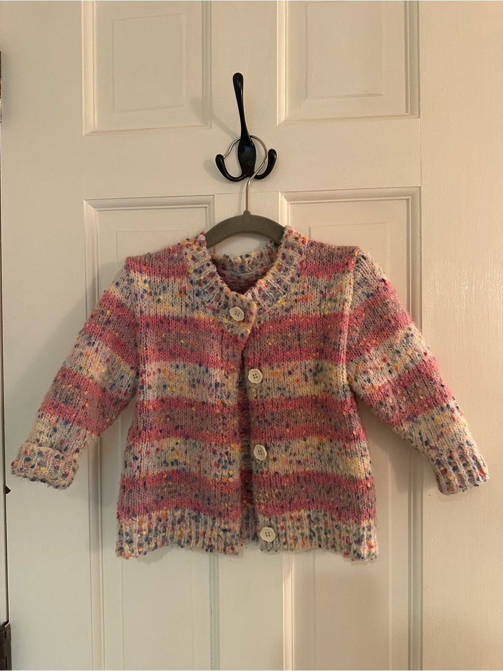 Children's Multicolor Knit Cardigan Jacket - Pink
